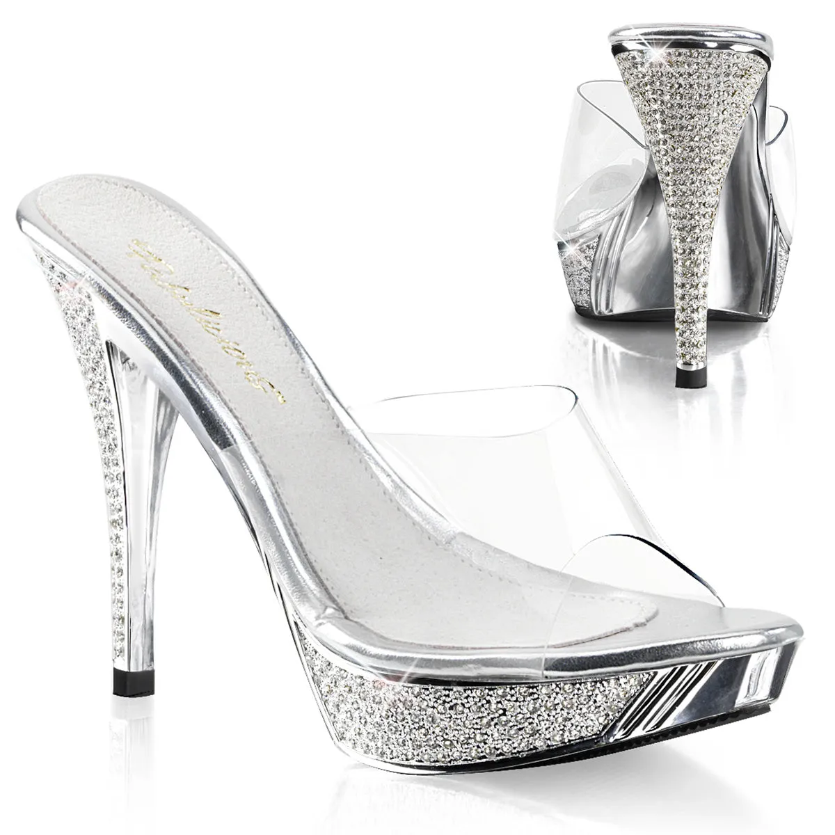 4 1/2" Heel Rhinestone Mule  (ELEGANT-401)