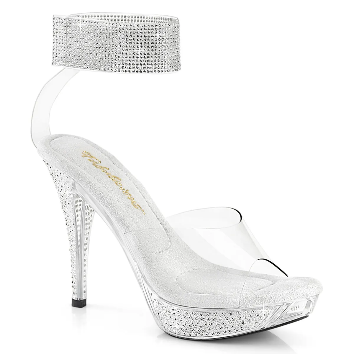 4 1/2" Rhinestone Platform Sandal with Rhinestone Ankle Cuff (ELEGANT-442)
