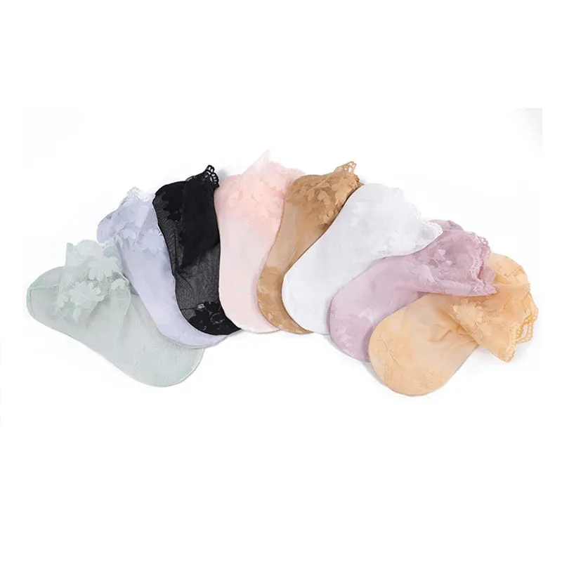 5 Pairs Women's Lace Transparent Lolita Invisible Summer Socks