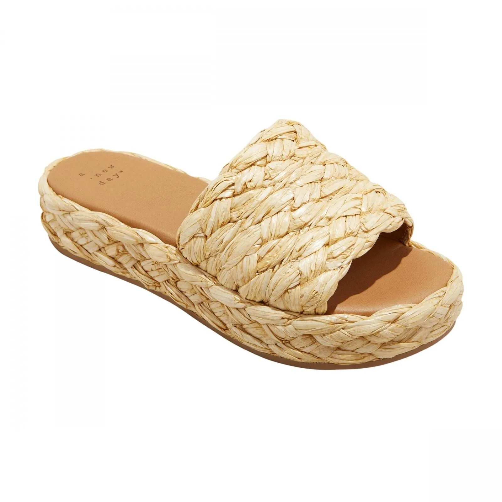 A New Day Womens Casey Flatform Slide Sandals 89998665 Beige Brown 10M