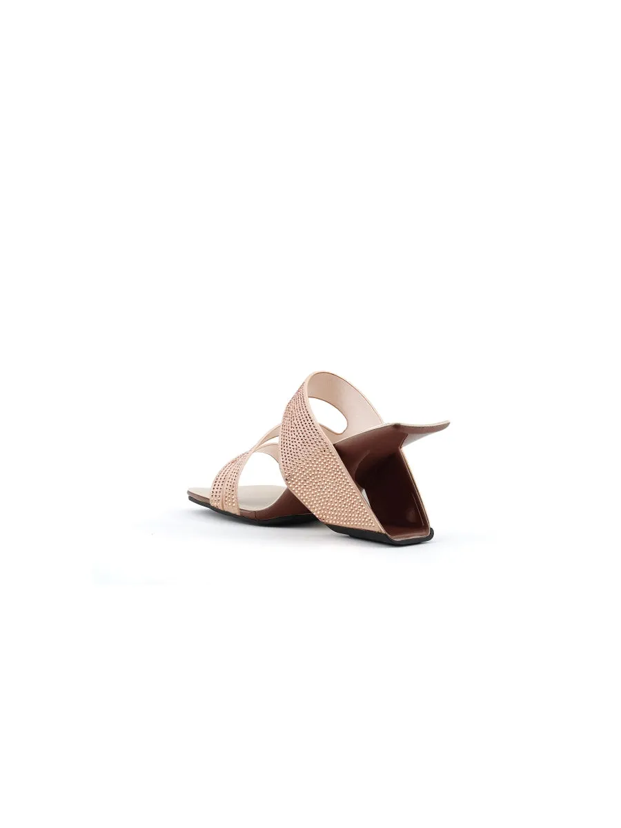 Amadea Rhinestone Rose Gold Leather Heel