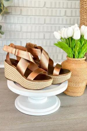 Antelope Hadley Bronze Leather Strappy Wedge