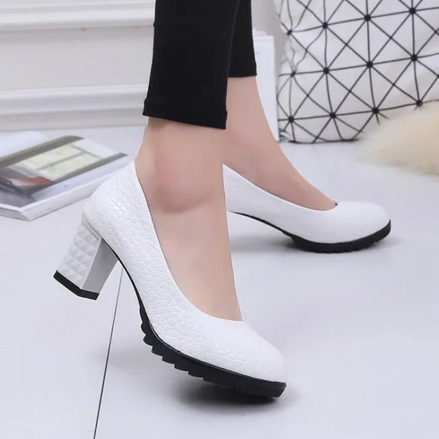 Autumn High Heels Women Pumps Platform Suede Shoes Women Ankle Strap Thick Heeled Ladies Shoes Comfortable Working Shoes WSH3166