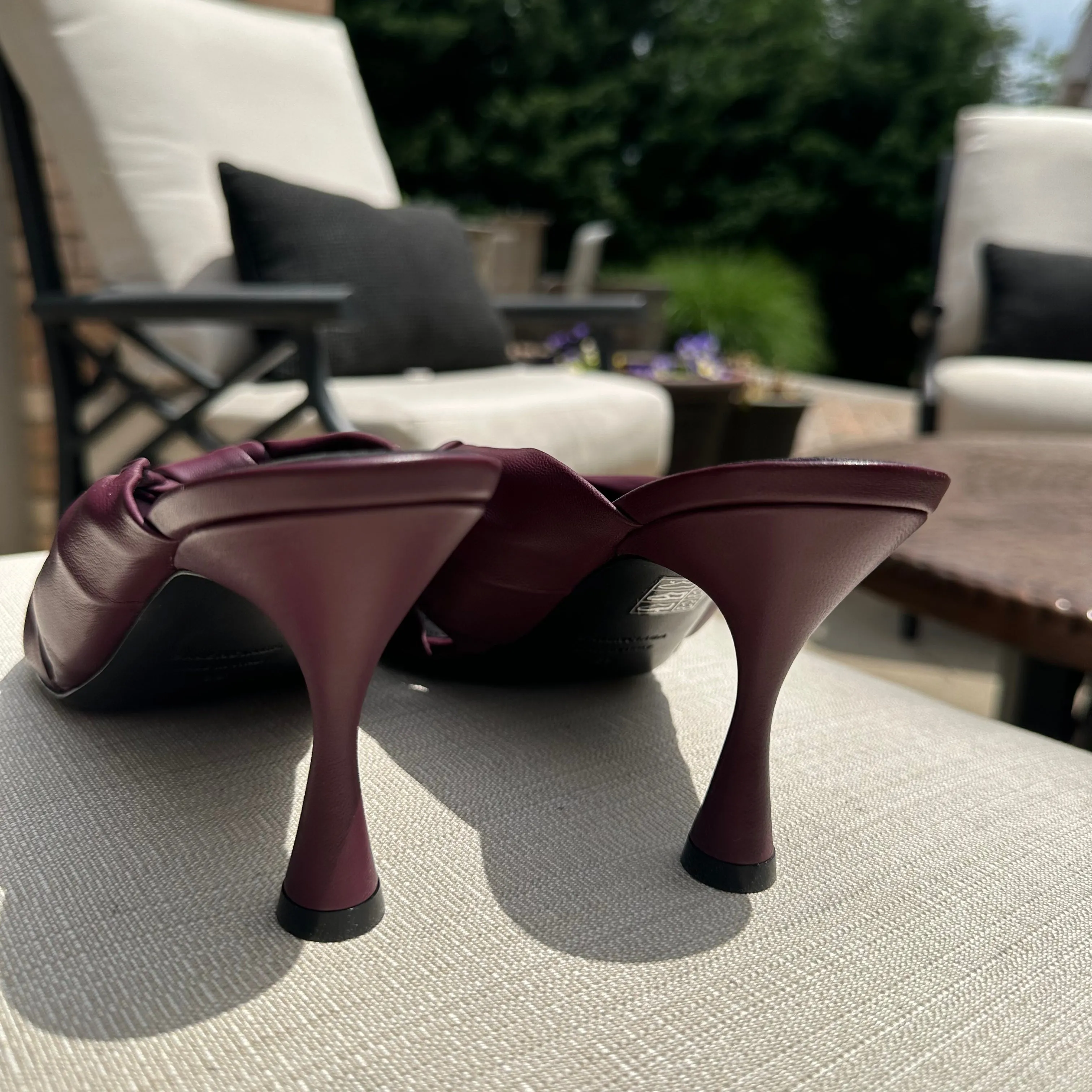 Balenciaga Smooth Nappa Drapy Sandal Pumps in Burgundy