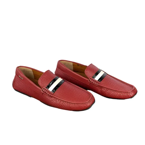 Bally Mens Pacos Red Leather Loafers