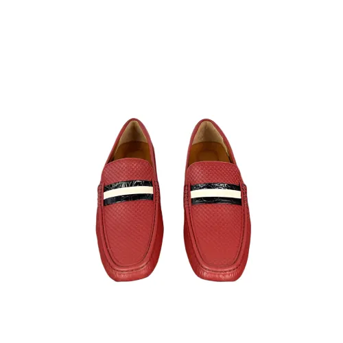Bally Mens Pacos Red Leather Loafers