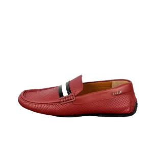 Bally Mens Pacos Red Leather Loafers