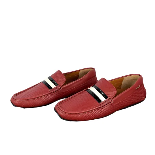 Bally Mens Pacos Red Leather Loafers