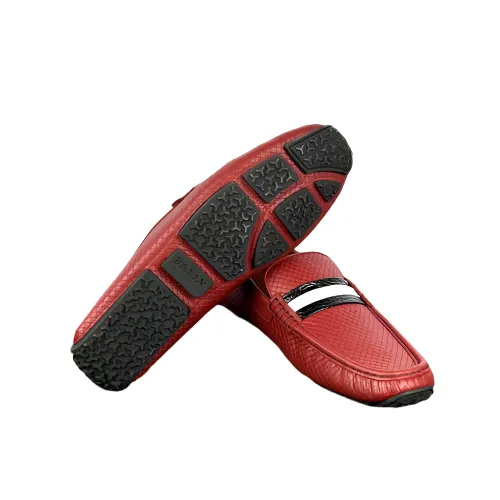 Bally Mens Pacos Red Leather Loafers