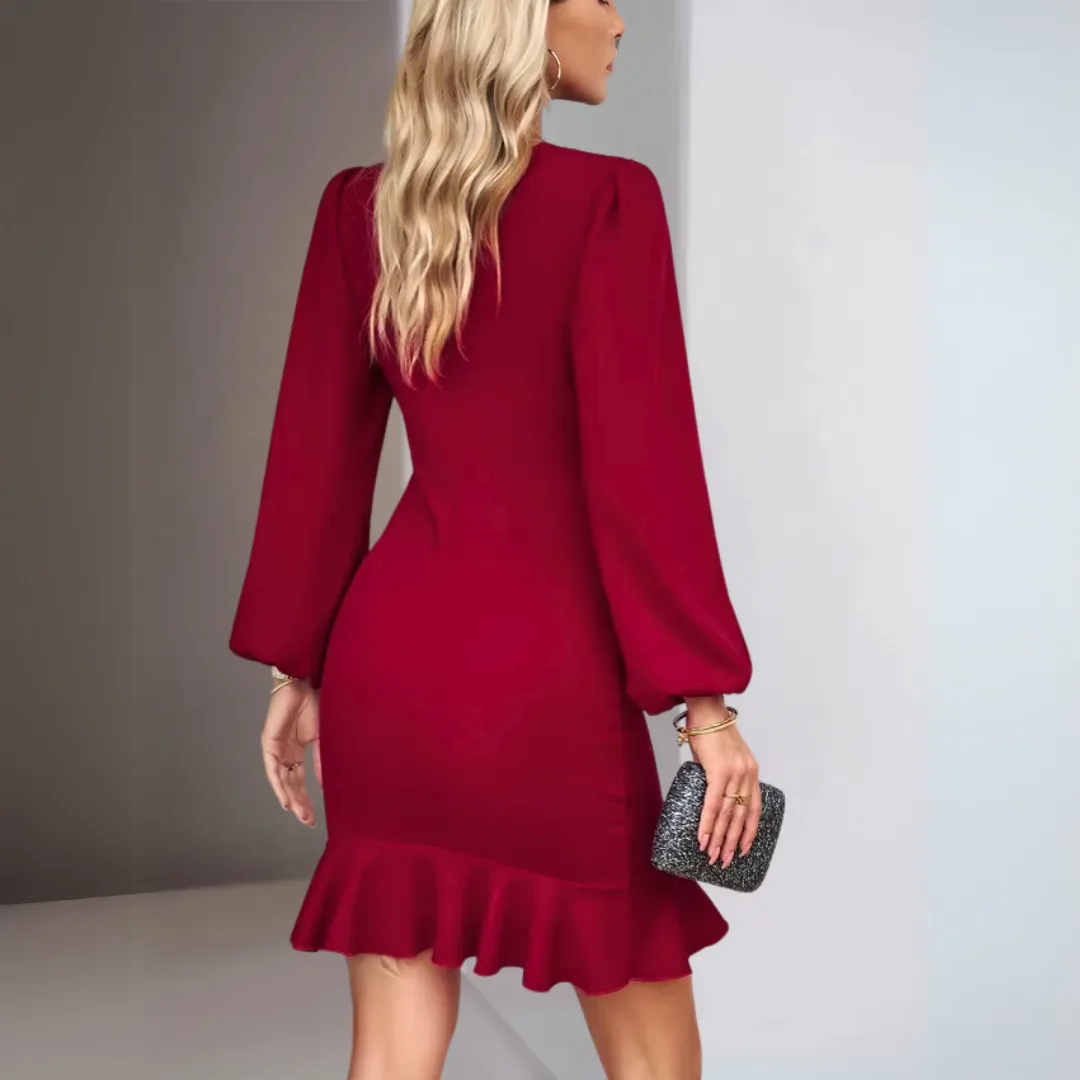 Beata | Elegant Dress with Ruffles and Puff Sleeves
