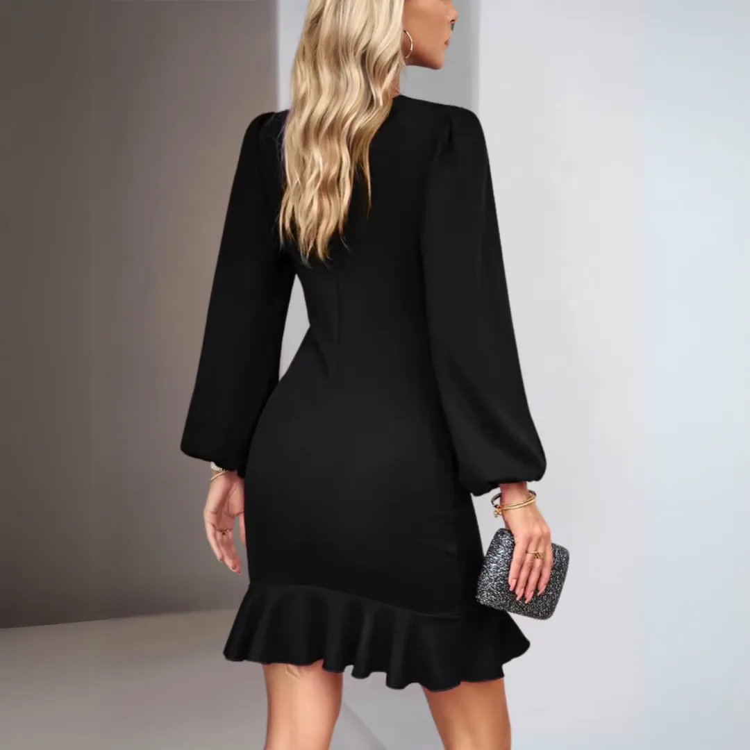 Beata | Elegant Dress with Ruffles and Puff Sleeves