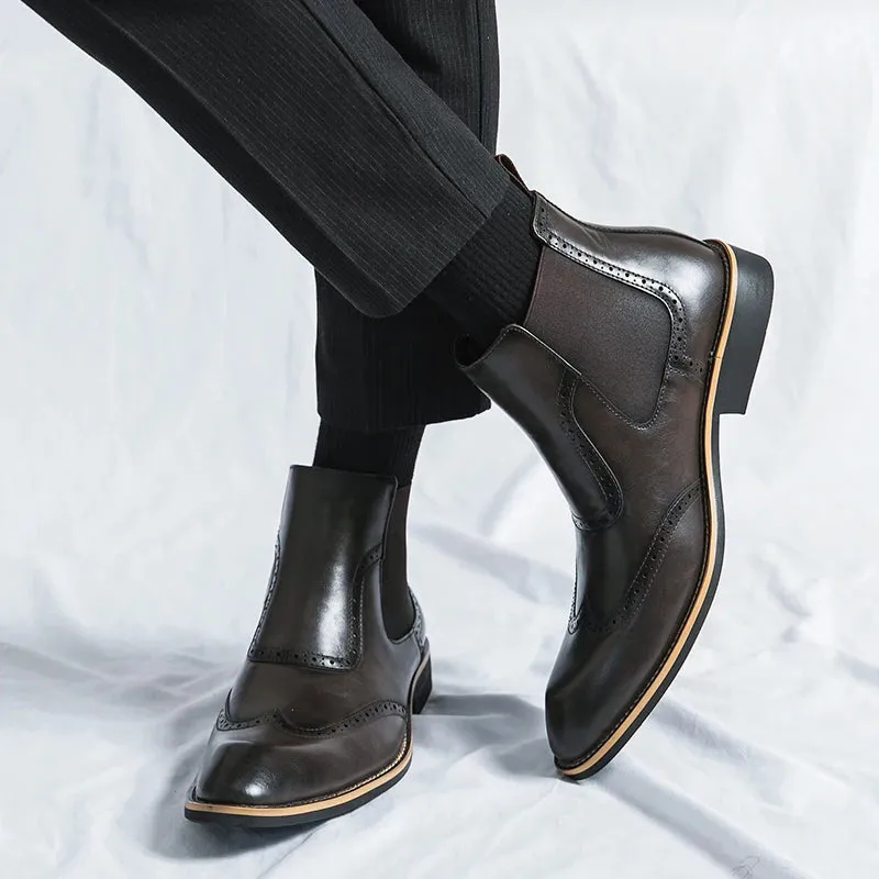 ÜberMann Herren Elastische Spitze Zehen High Top Business Stiefeletten