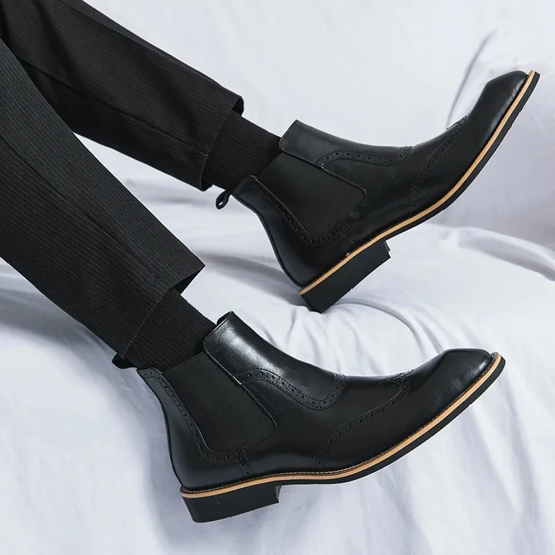 ÜberMann Herren Elastische Spitze Zehen High Top Business Stiefeletten