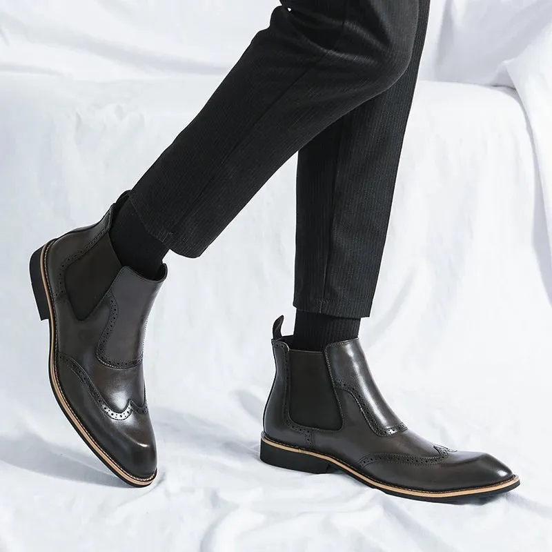 ÜberMann Herren Elastische Spitze Zehen High Top Business Stiefeletten