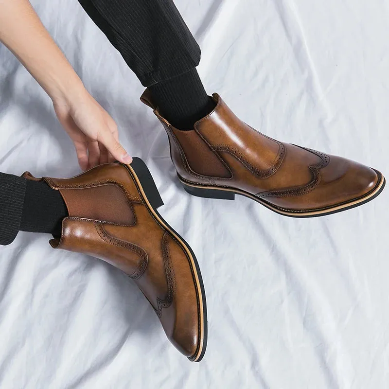 ÜberMann Herren Elastische Spitze Zehen High Top Business Stiefeletten