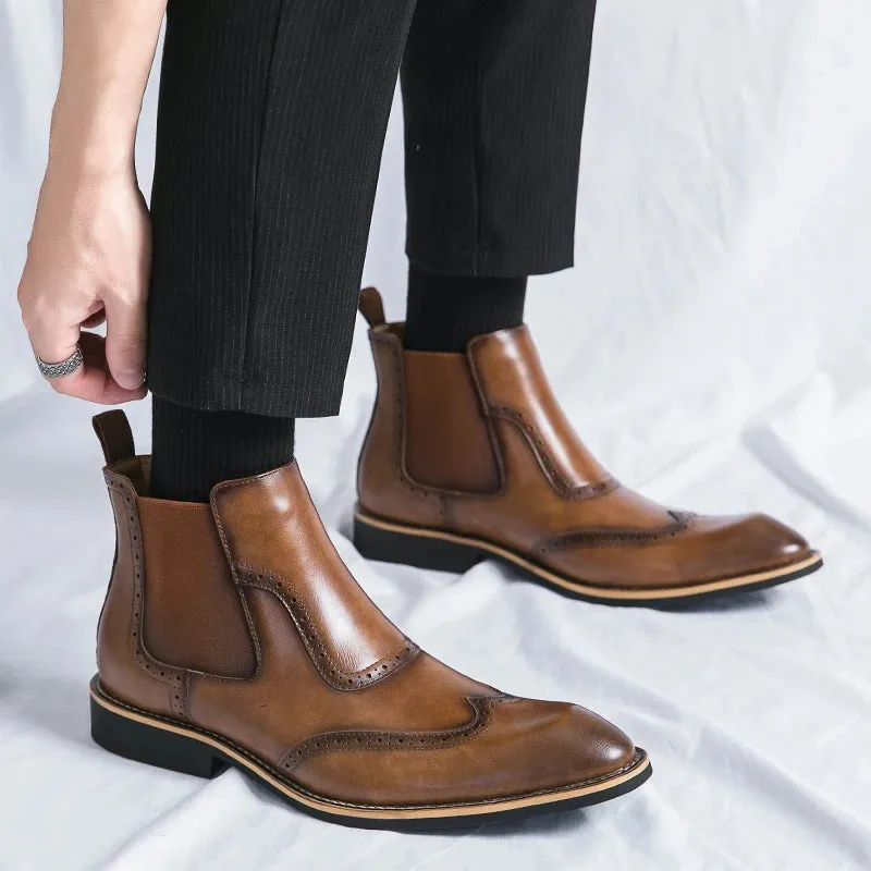 ÜberMann Herren Elastische Spitze Zehen High Top Business Stiefeletten
