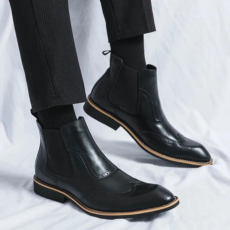 ÜberMann Herren Elastische Spitze Zehen High Top Business Stiefeletten