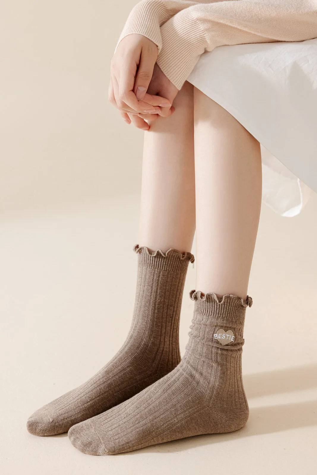 Bestie Ruffle Trim Cotton Socks