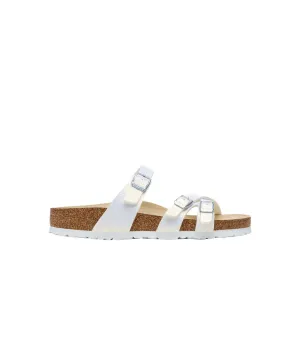 Birkenstock Franca Shiny Embossed Birko-Flor White Sandals
