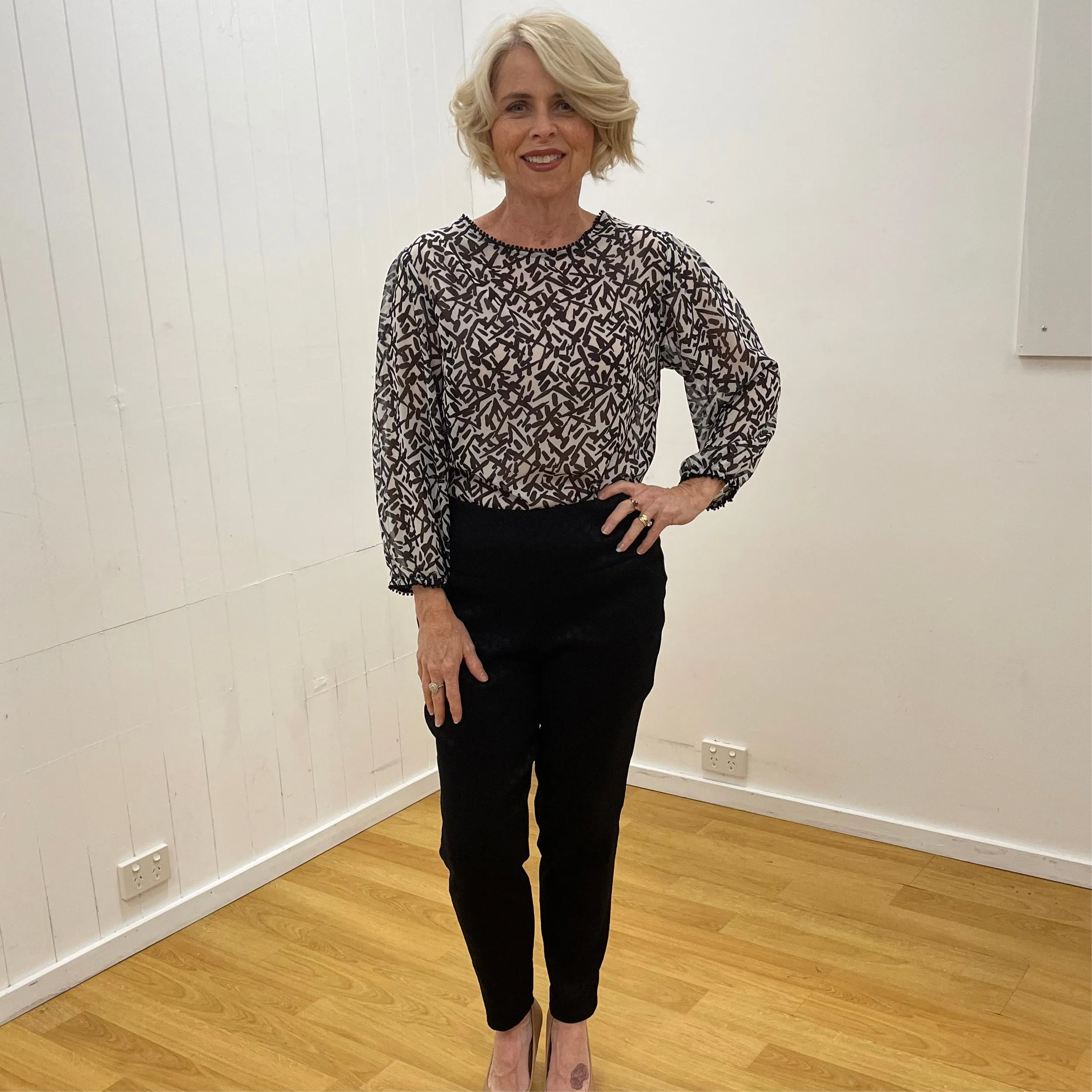 Black and White Chiffon Top
