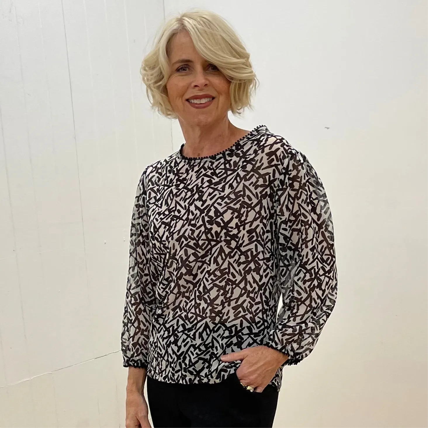 Black and White Chiffon Top