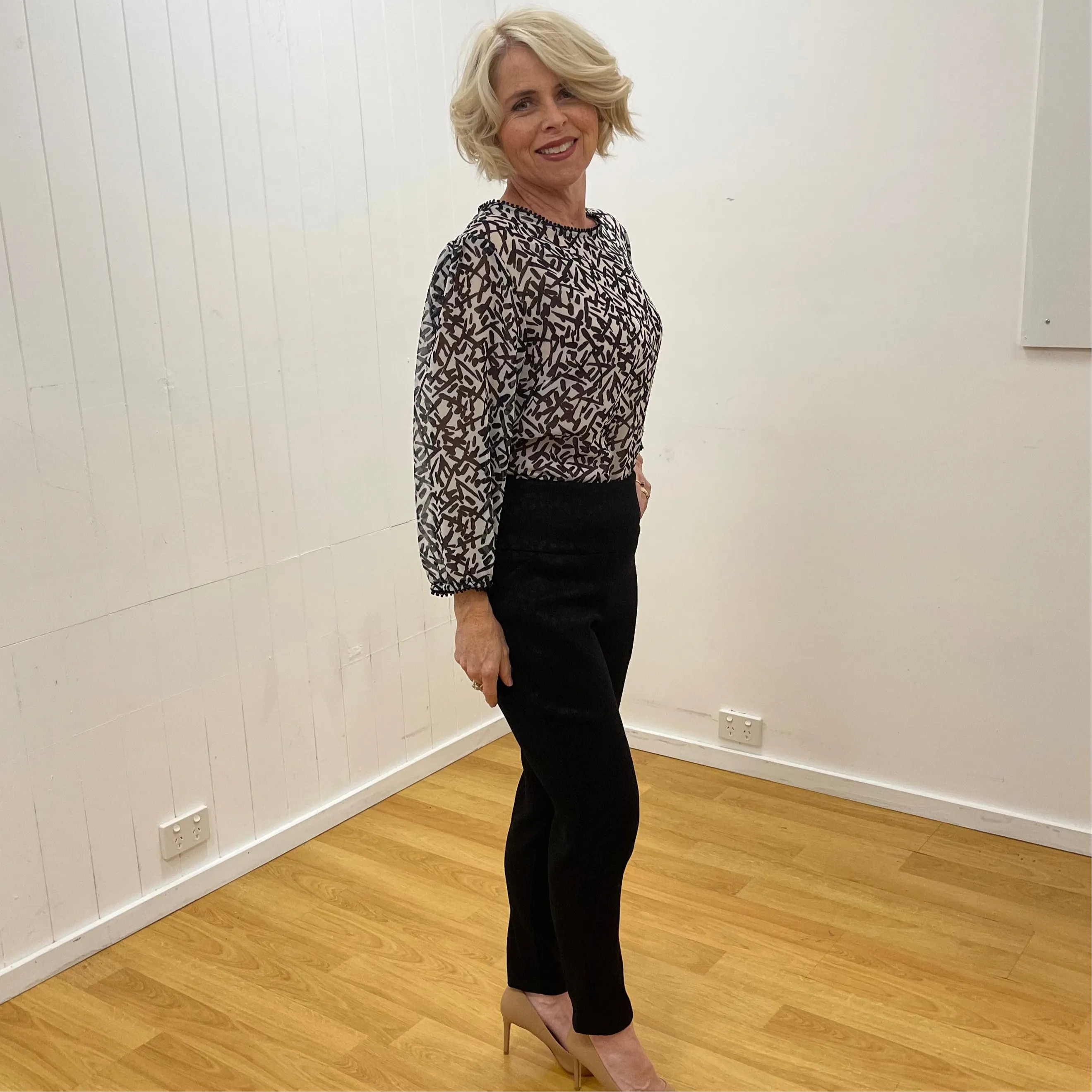 Black and White Chiffon Top