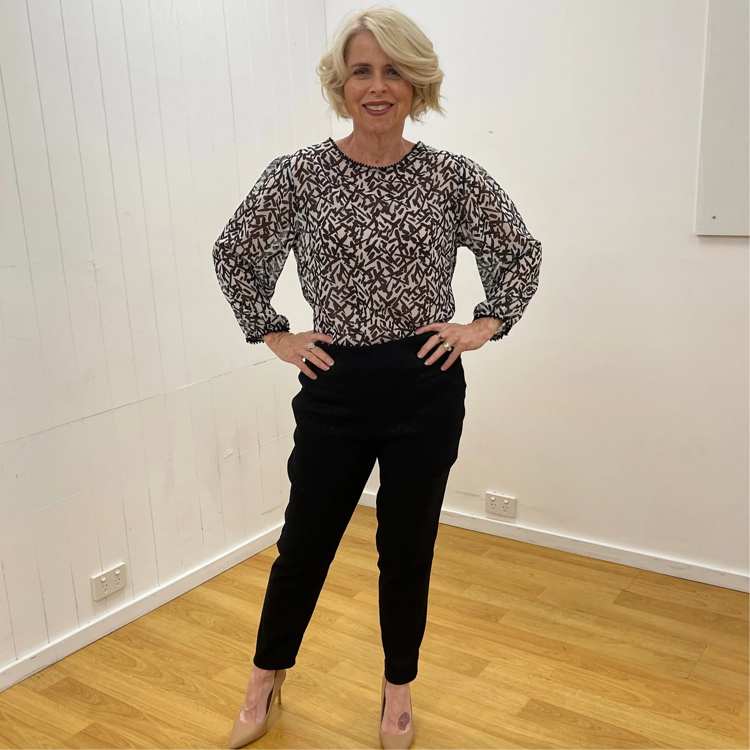Black and White Chiffon Top