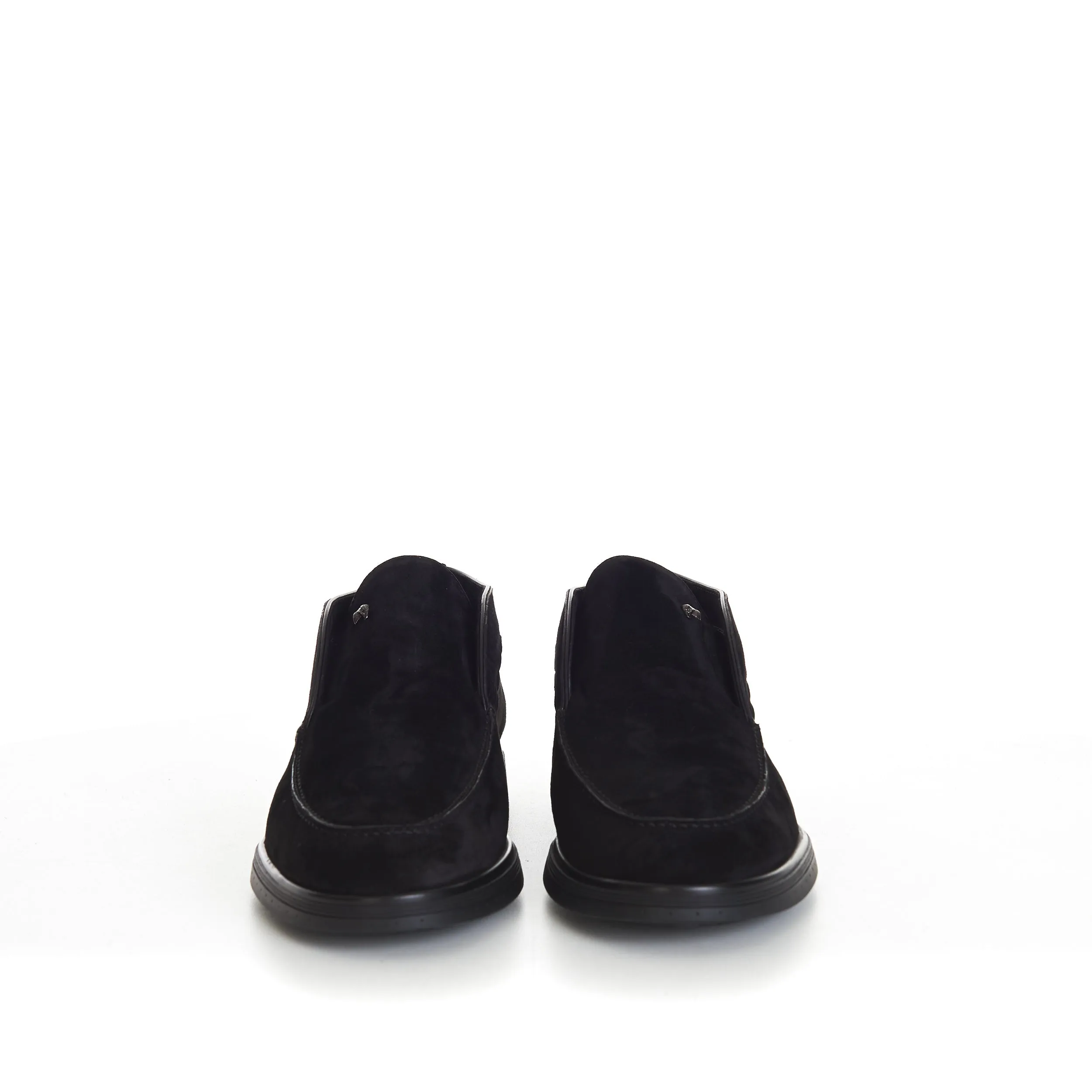 Black Ankle Suede Loafers With Rubber Soles
