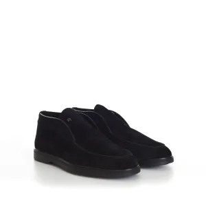 Black Ankle Suede Loafers With Rubber Soles
