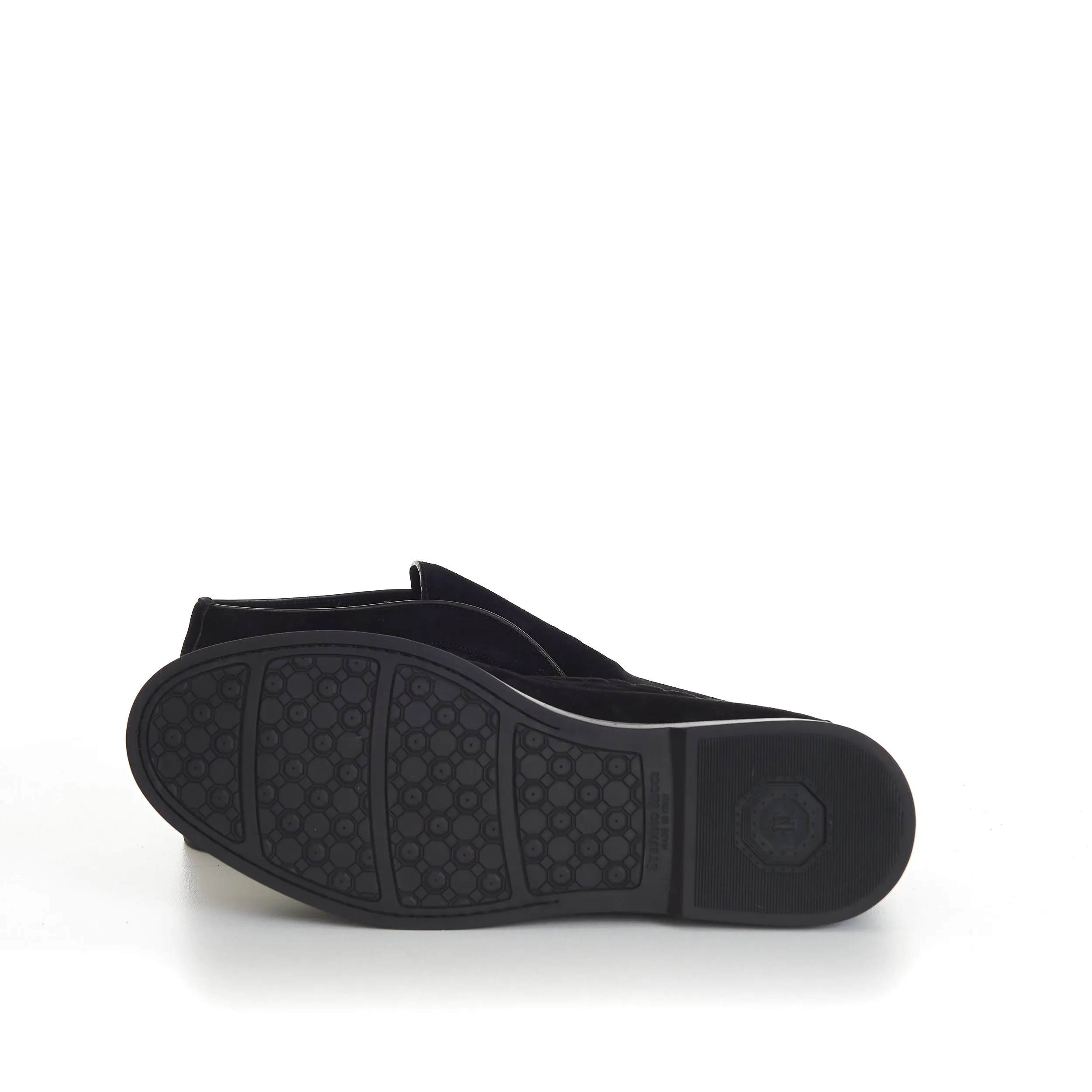 Black Ankle Suede Loafers With Rubber Soles