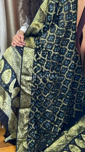 Black Banarasi Gharchola Georgette Dupatta