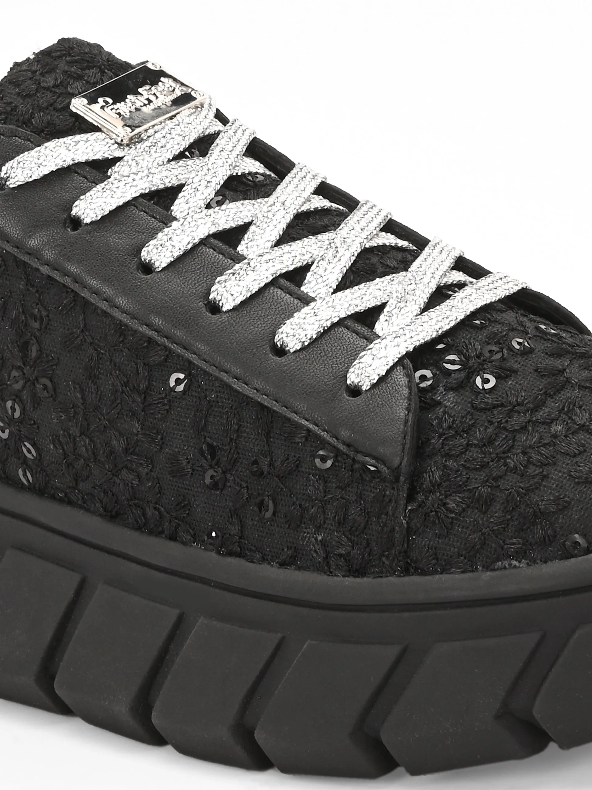 Black Customized Ethnic Sneakers