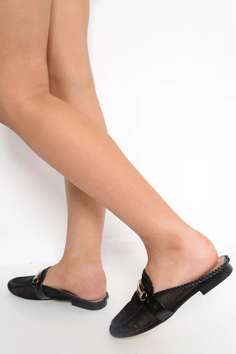 Black Mesh Bar Detail Loafers - Zafira