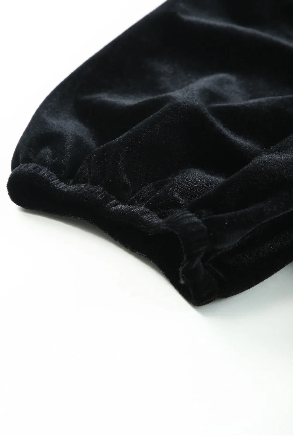 Black Round Neck Bubble Short Sleeve Dress