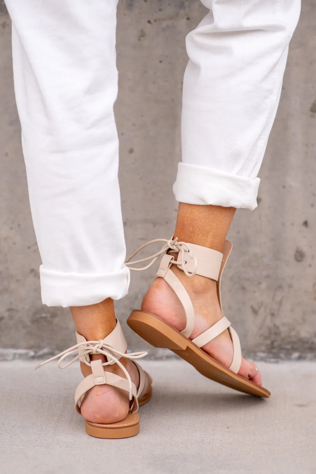 Blaze Lace Up Sandals - Beige