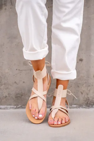 Blaze Lace Up Sandals - Beige