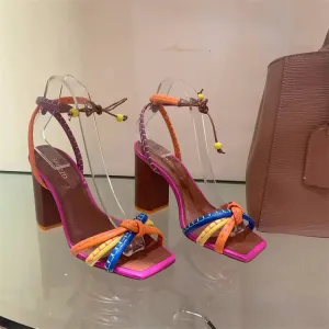 Block Heel Block Colors Strappy Sandals