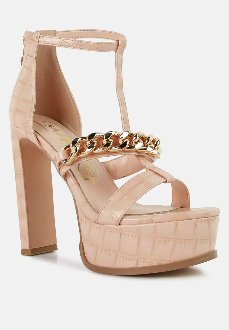 Bonita Metal Chain Zip Up Sandals By Ruw