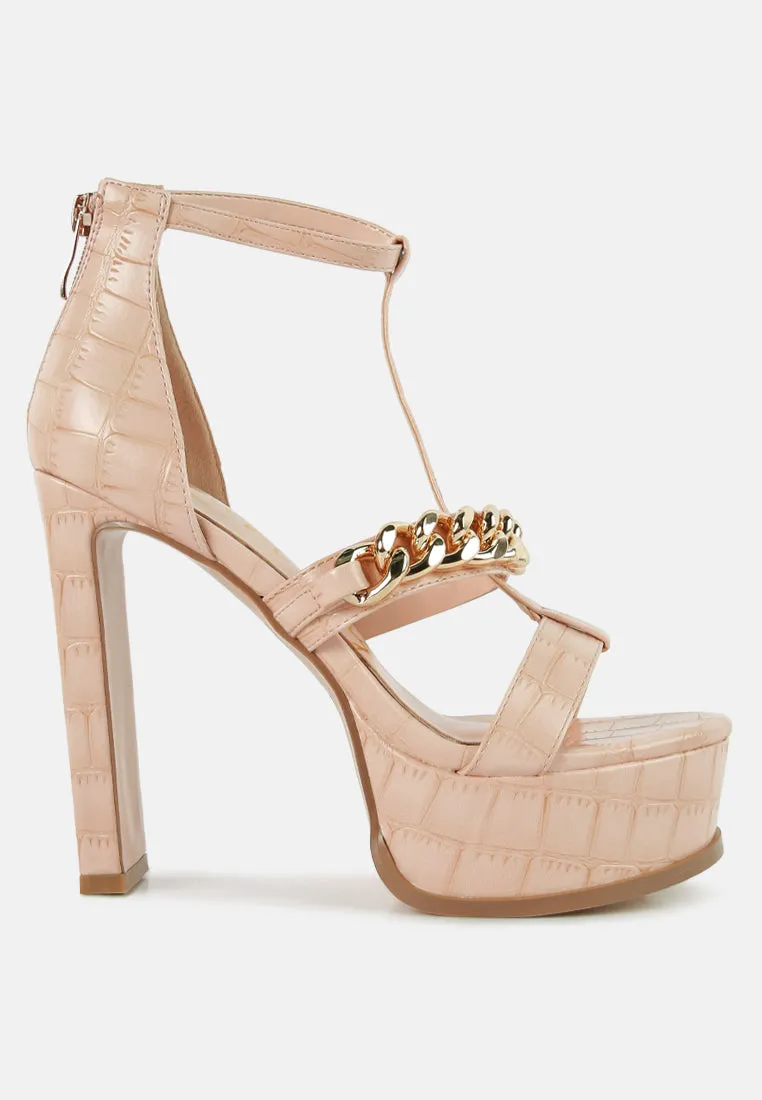 Bonita Metal Chain Zip Up Sandals By Ruw