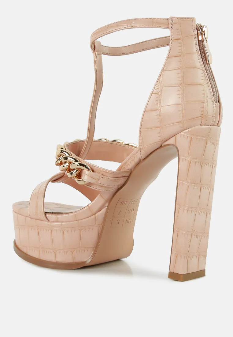 Bonita Metal Chain Zip Up Sandals By Ruw