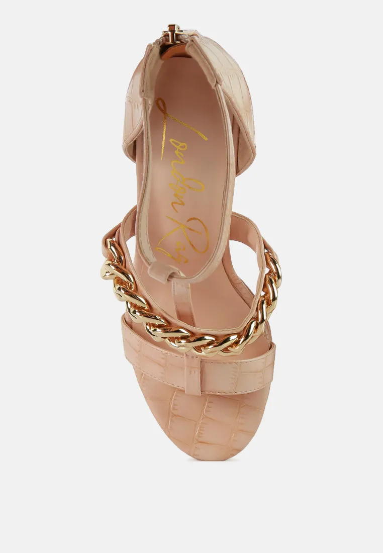 Bonita Metal Chain Zip Up Sandals By Ruw