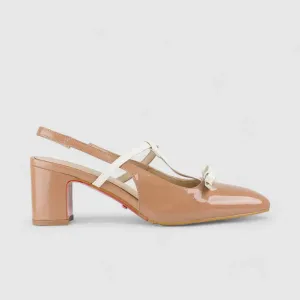 Bulbul Leather Block Heel Shoe Pink/White LAR6004