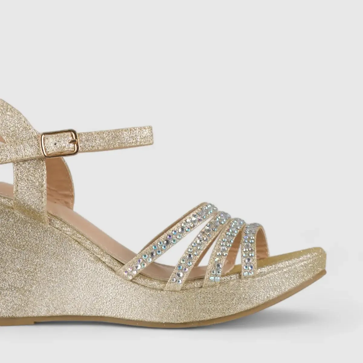 Bulbul Wedge Evening Sandal Gold LU006