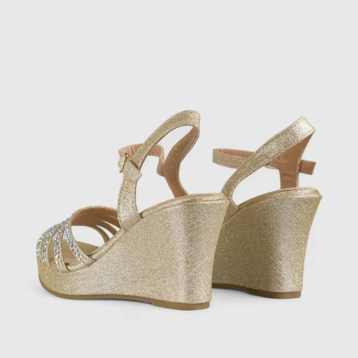 Bulbul Wedge Evening Sandal Gold LU006