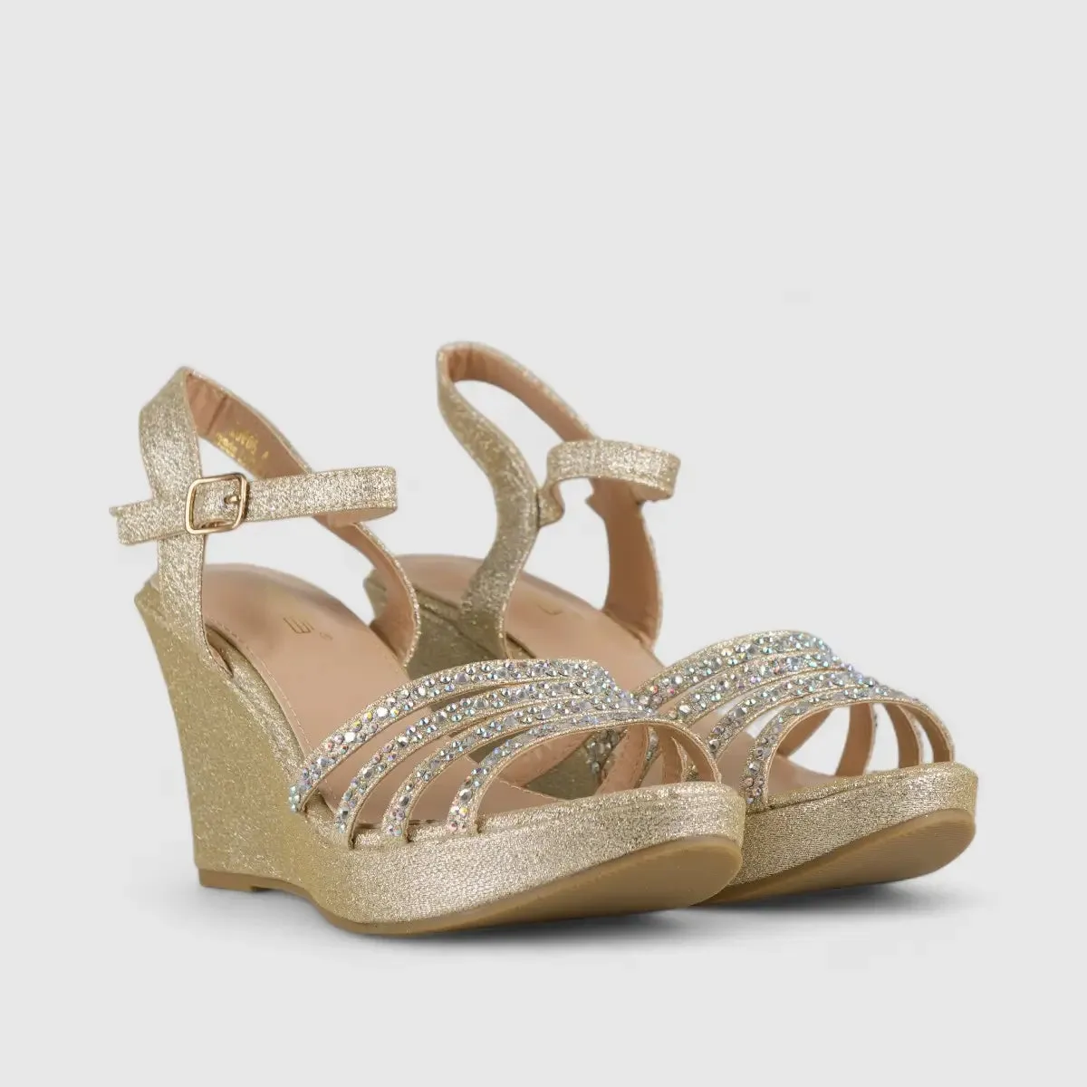 Bulbul Wedge Evening Sandal Gold LU006