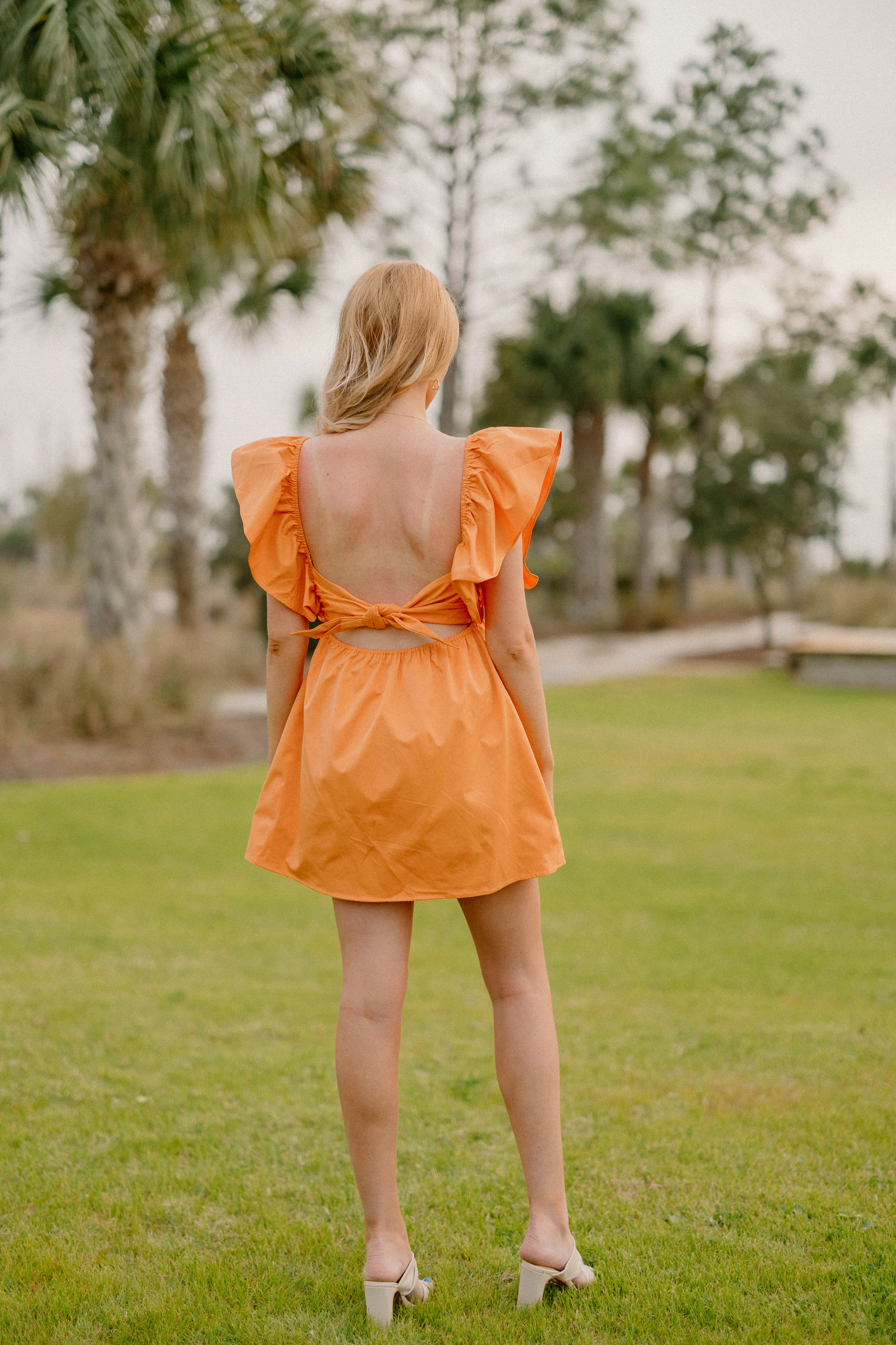 Carolyn Statement Sleeve Dress in Orange