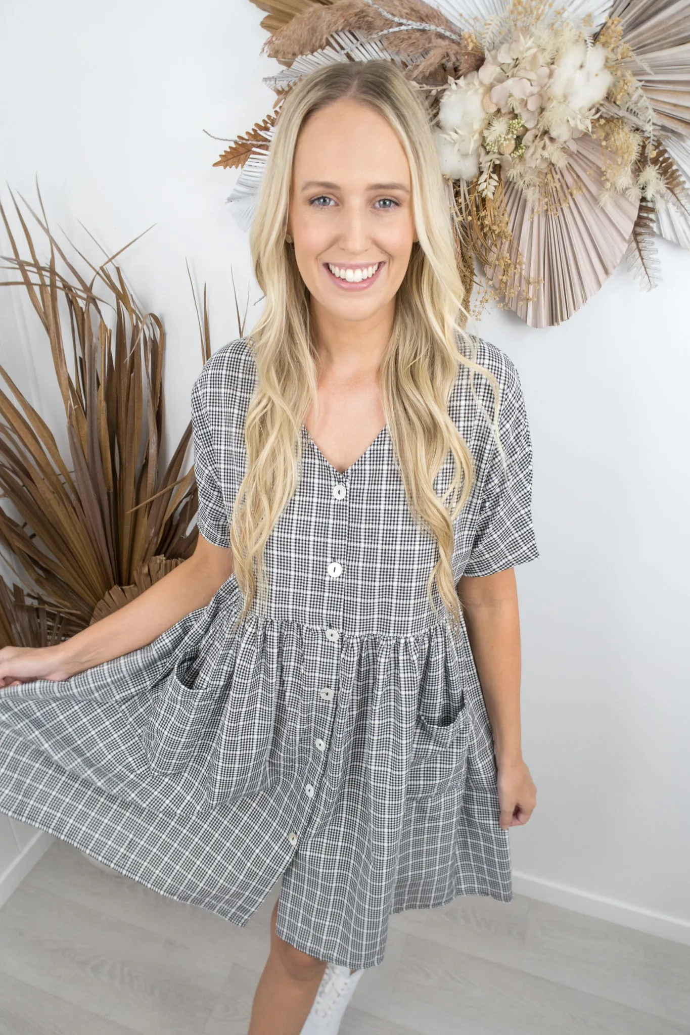 Cassidy Dress -Black/white check