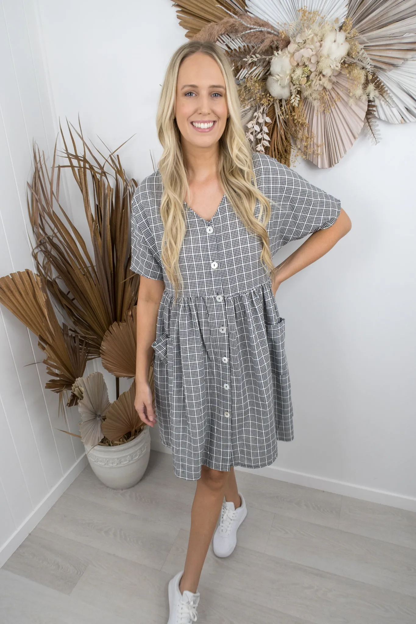 Cassidy Dress -Black/white check