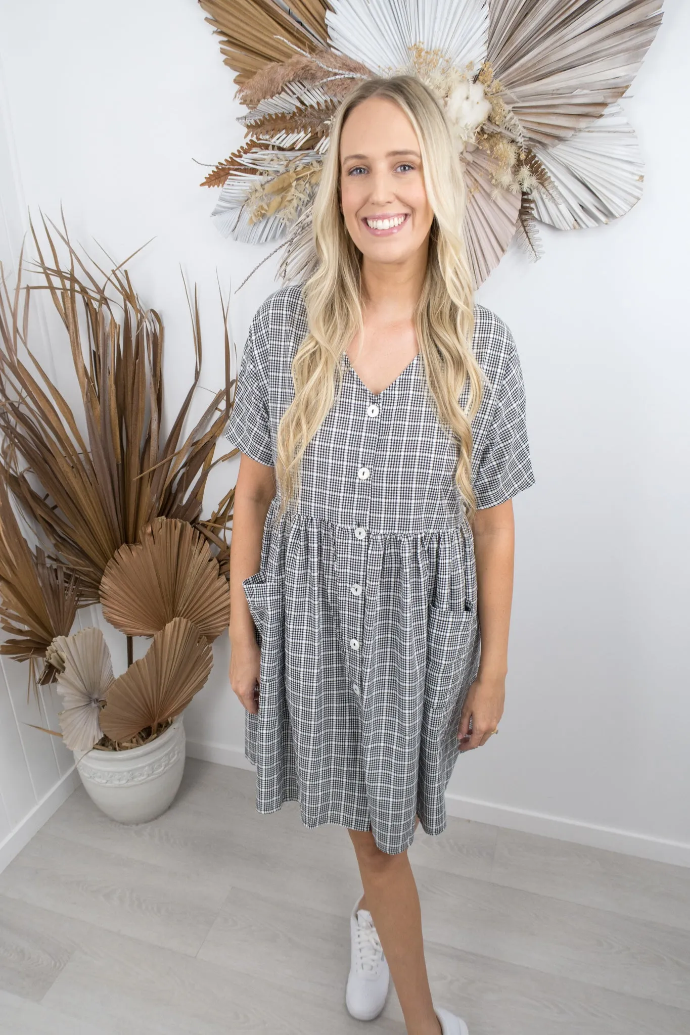 Cassidy Dress -Black/white check