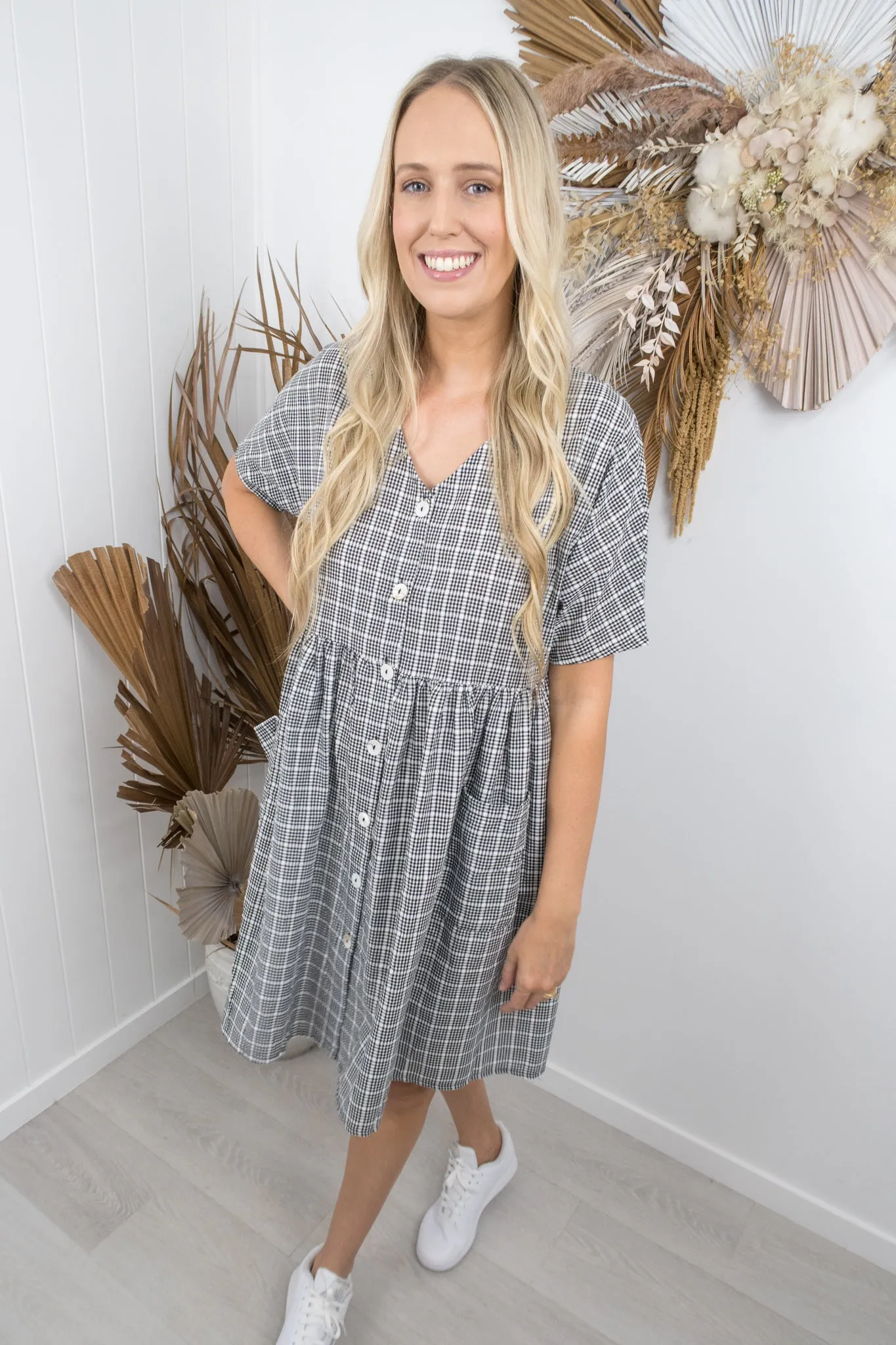Cassidy Dress -Black/white check